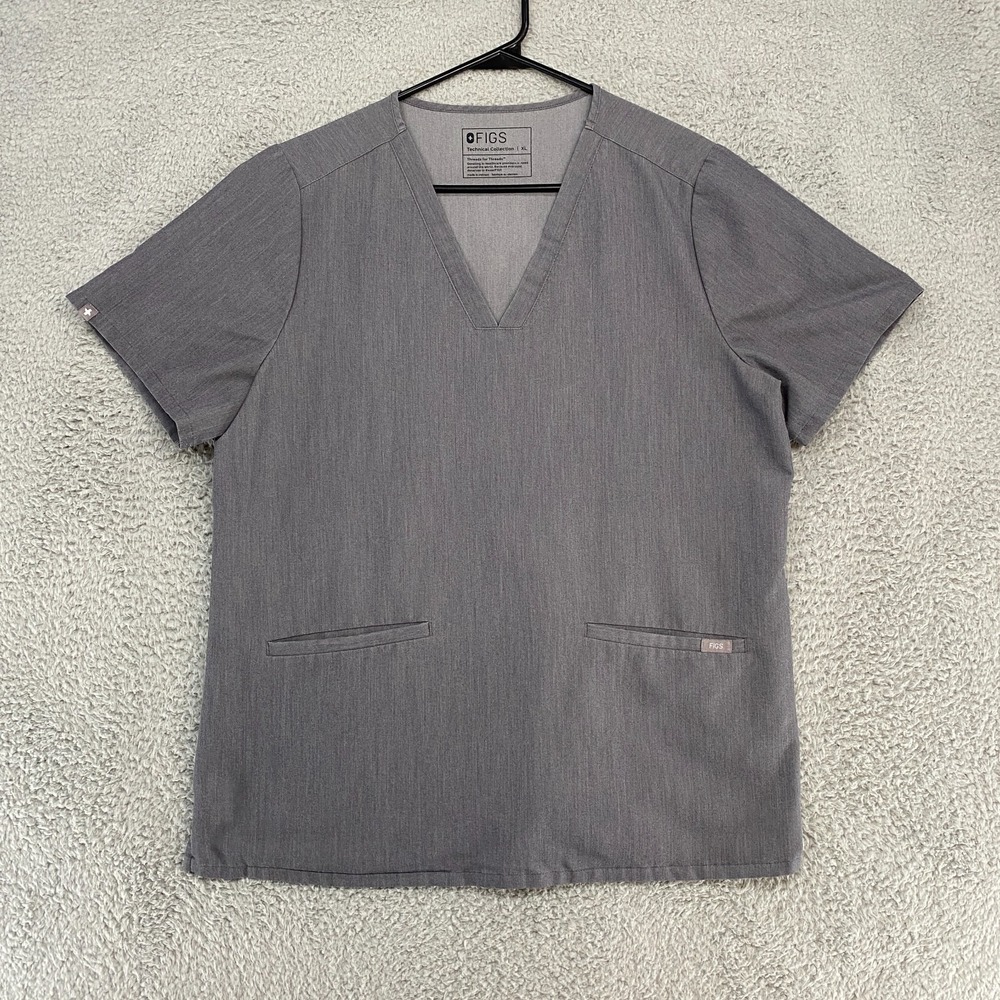 Figs Scrub Top Womens XL Catarina Gray One Pocket Nurse Hospital Doctor V-Neck
